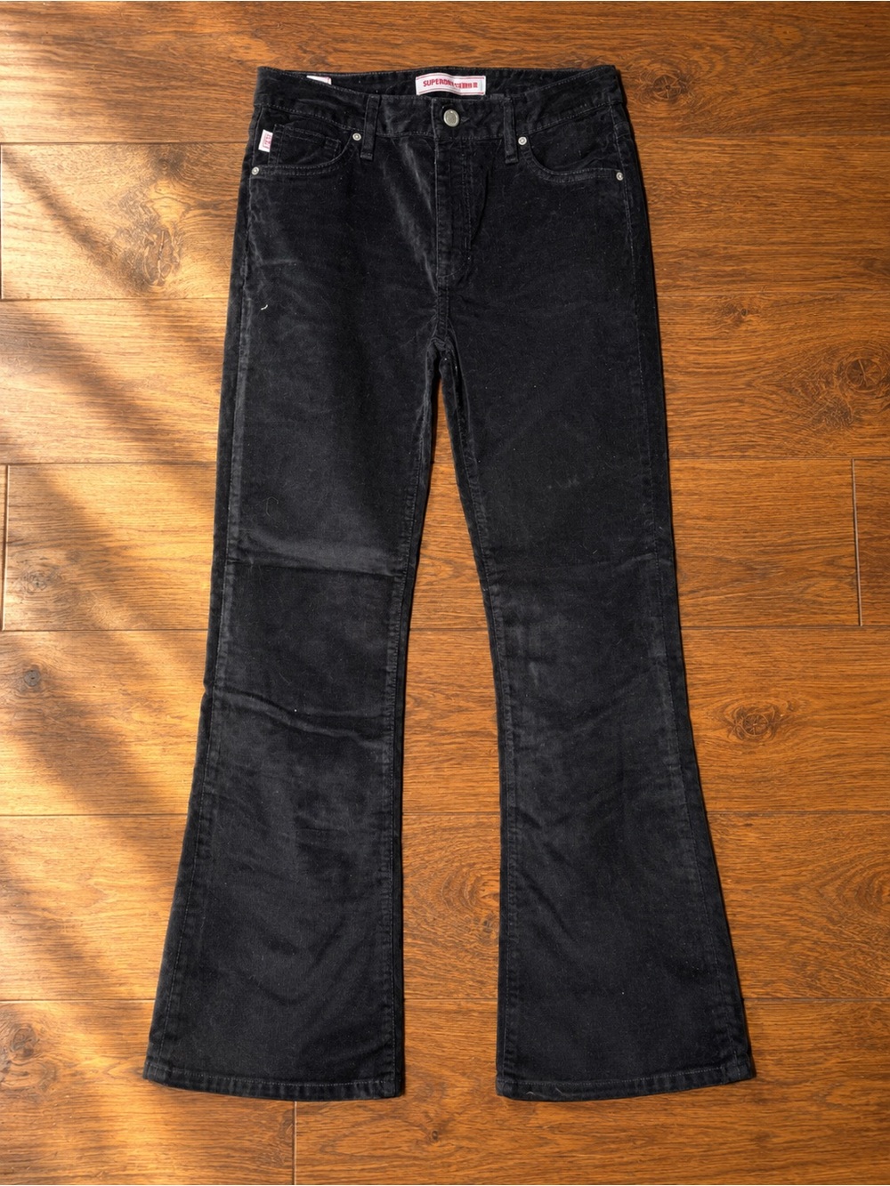 Superdry Black Corduroy Flare Jeans for Women Sz 32 NWT